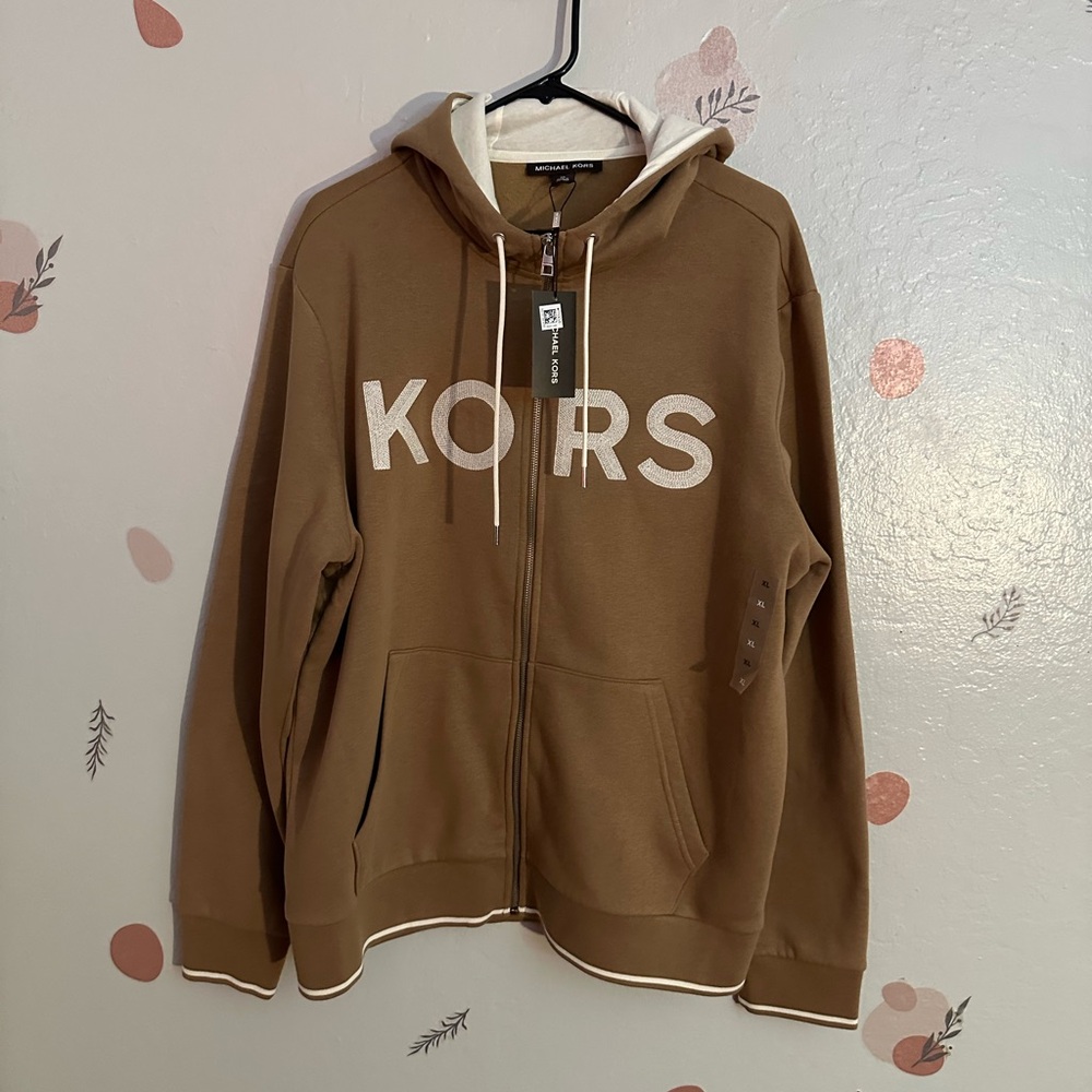 Michael Kors Tan Hoodie with White Accents